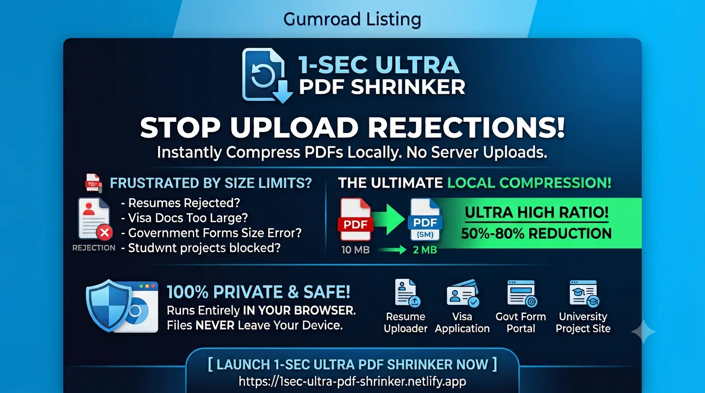 Browser-based PDF shrinker with privacy gallery image