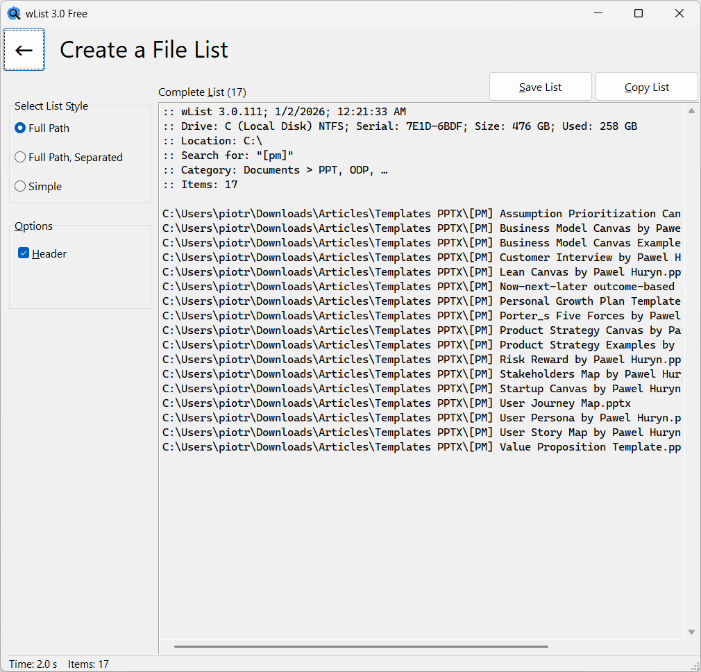 wList: Fast File Search, Find/List Files gallery image