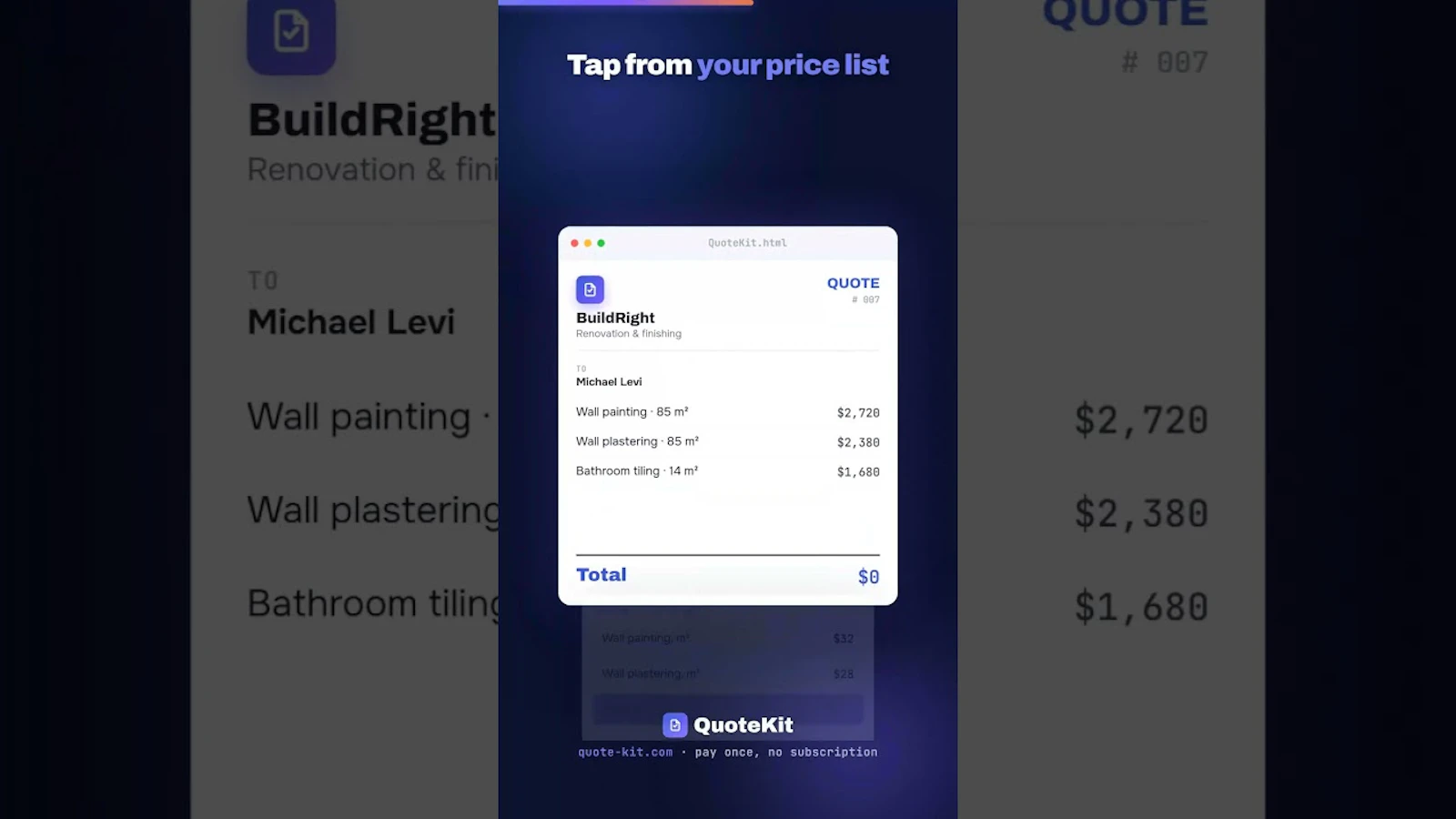 QuoteKit screenshot 1 (video preview)