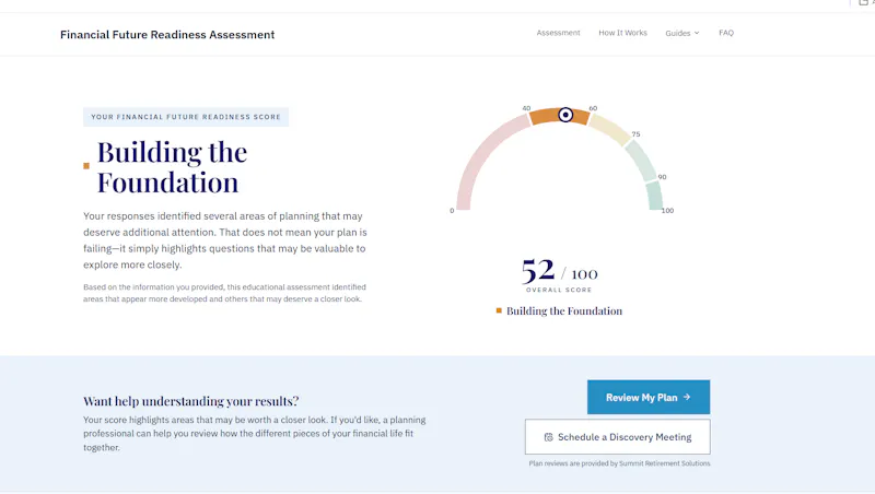 Financial Future Readiness Assessment screenshot 4