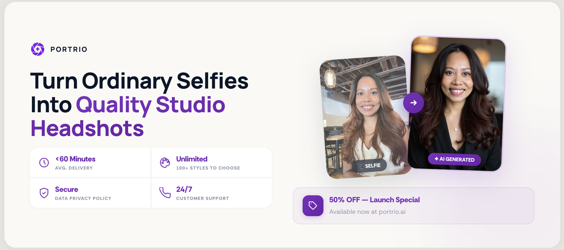 Portrio — AI Headshots from Your Selfies gallery image