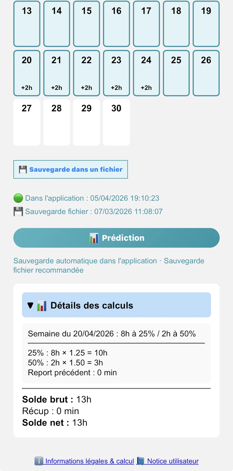 simulateur heures sup France screenshot 5