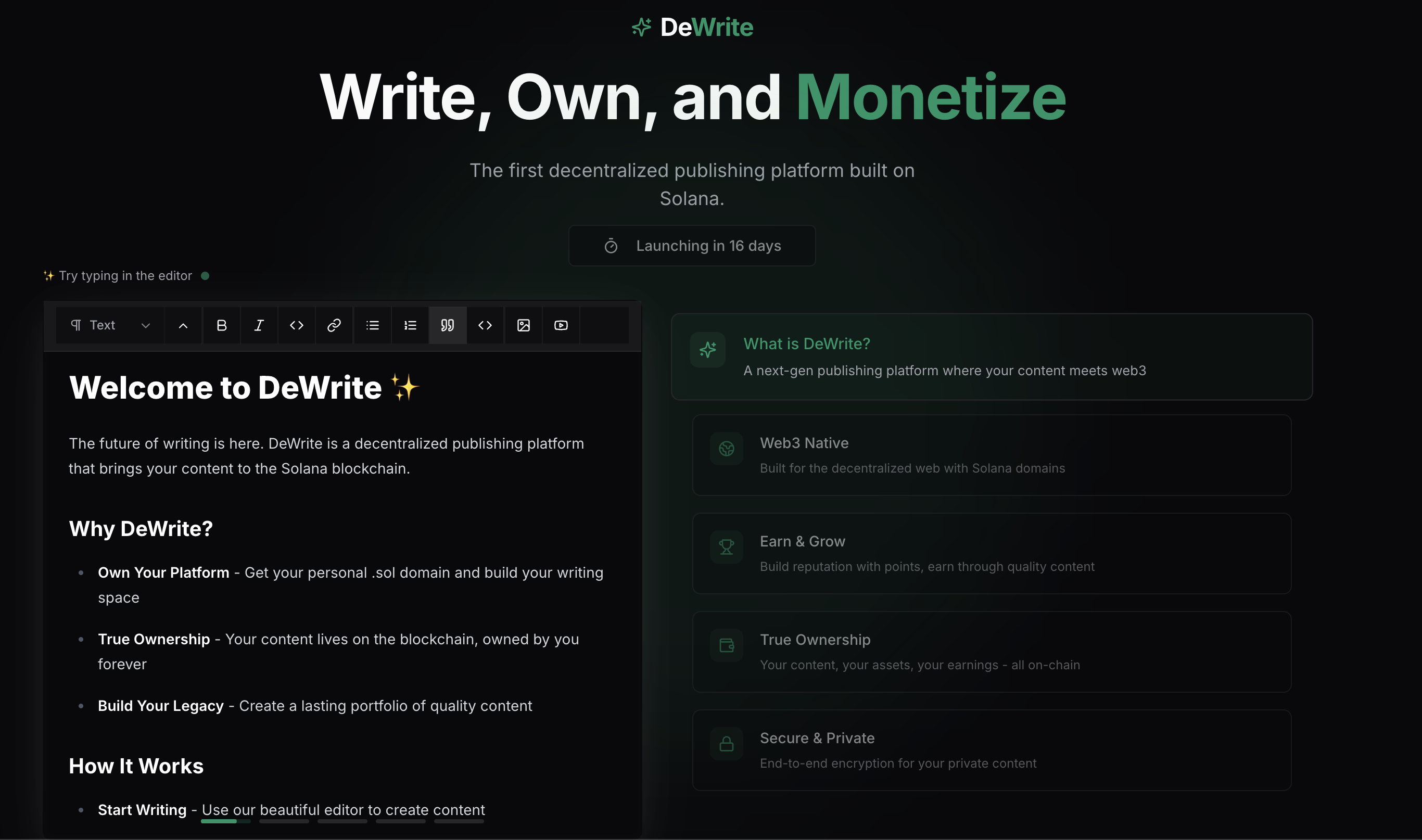 Rilevare - Pubblicazione decentralizzata su Solana.Possiedi i tuoi contenuti! media 1