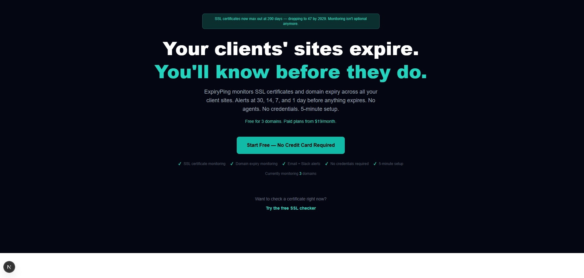 ExpiryPing SSL Certificate Monitoring gallery image