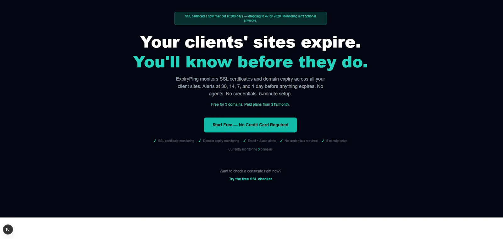 ExpiryPing SSL Certificate Monitoring screenshot 3