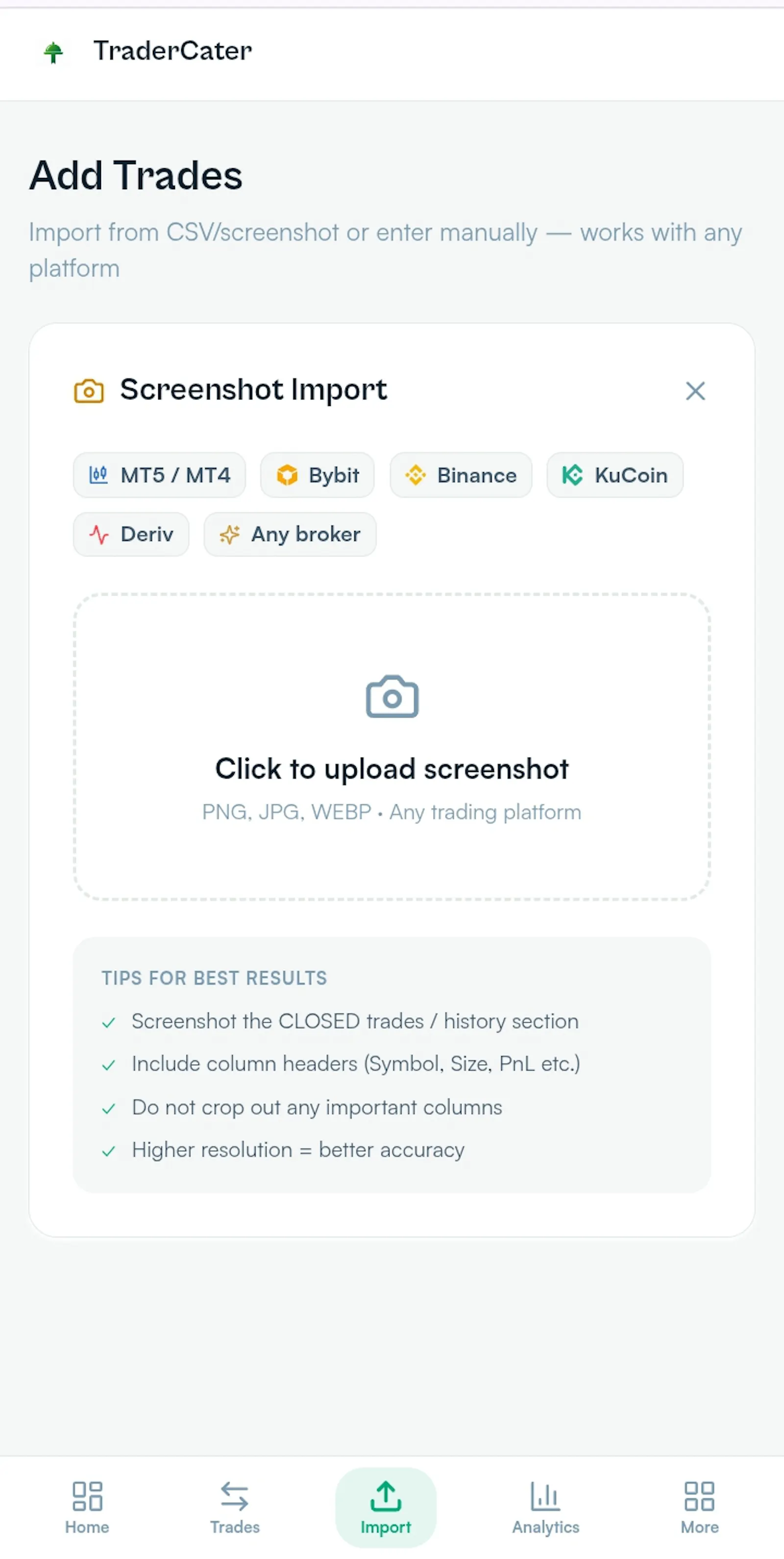 TraderCater — Screenshot.Import.Analyze. screenshot 5