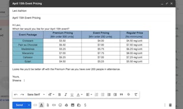 Gmail Tables gallery image