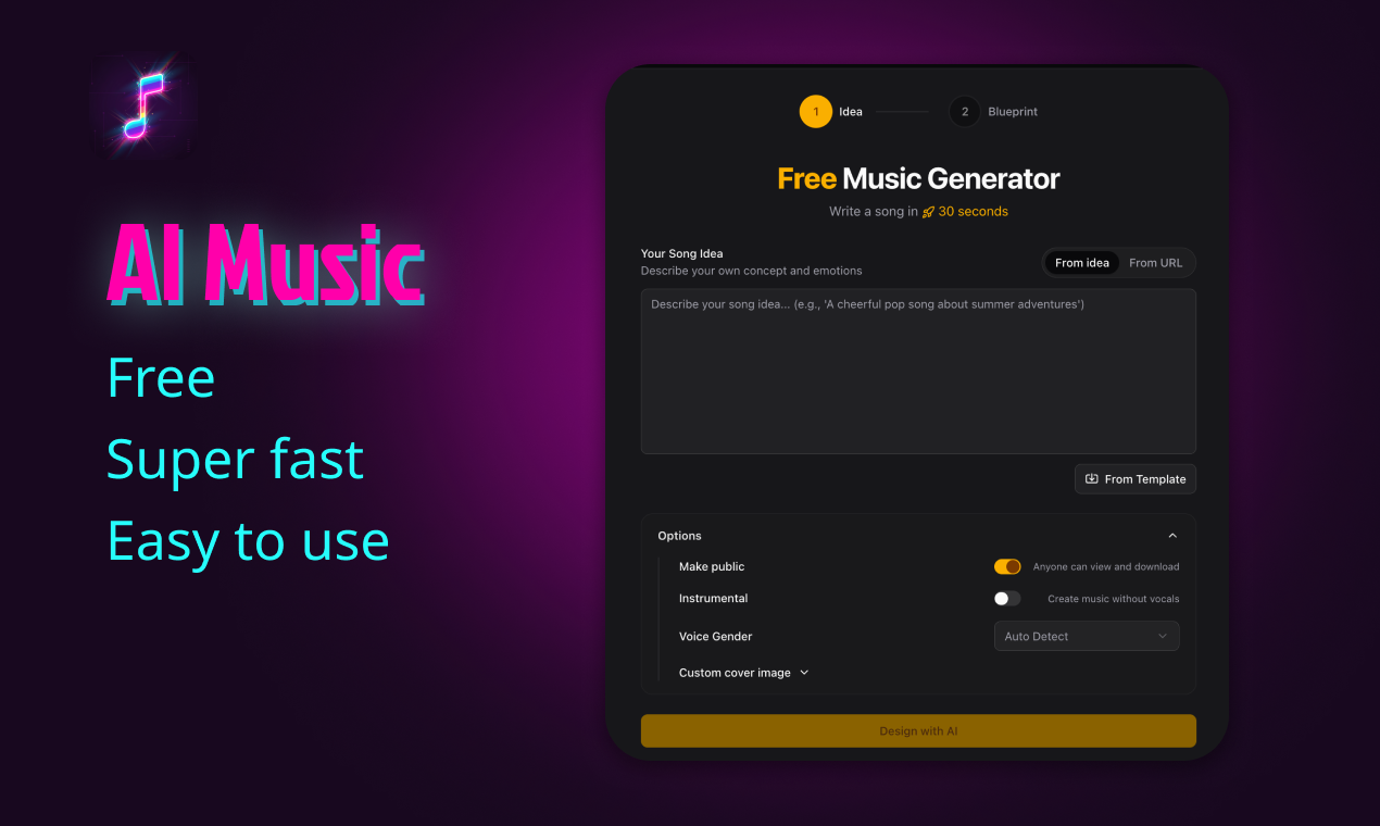 Free AI Music Generator by Next Music - Main screenshot showing features and interface