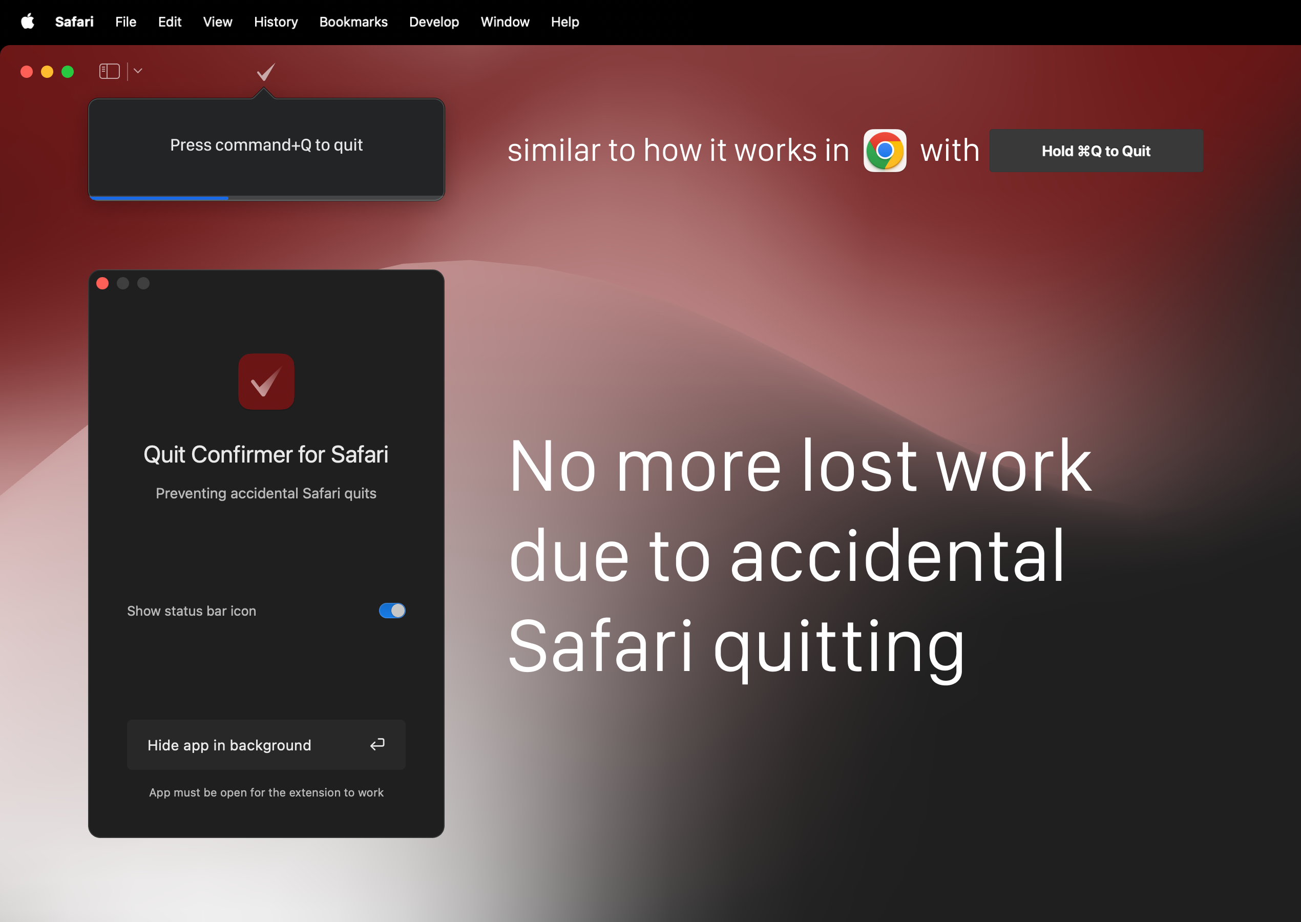 Quit Confirmer for Safari screenshot 1