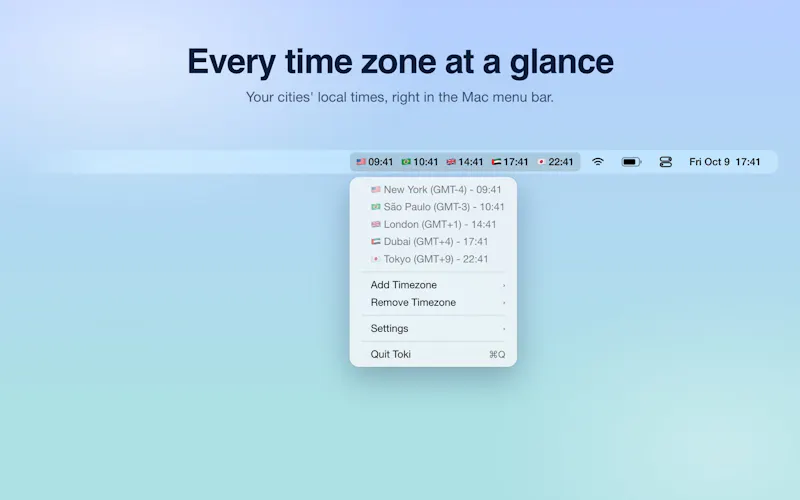 Toki: World Clock & Time Zones screenshot 1