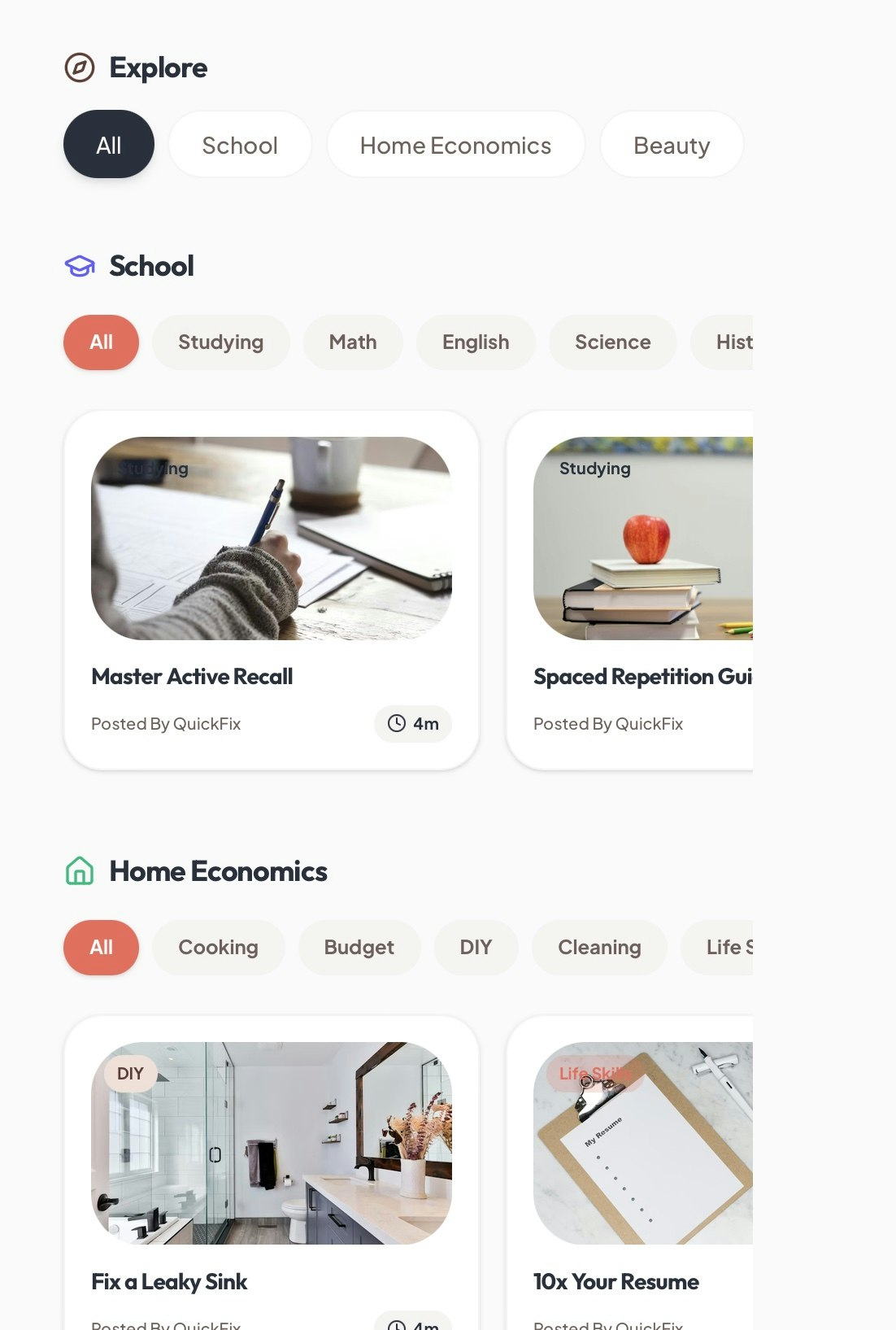 Quick Fix- Studying & Hacks  - Main product screenshot demonstrating key features and user interface