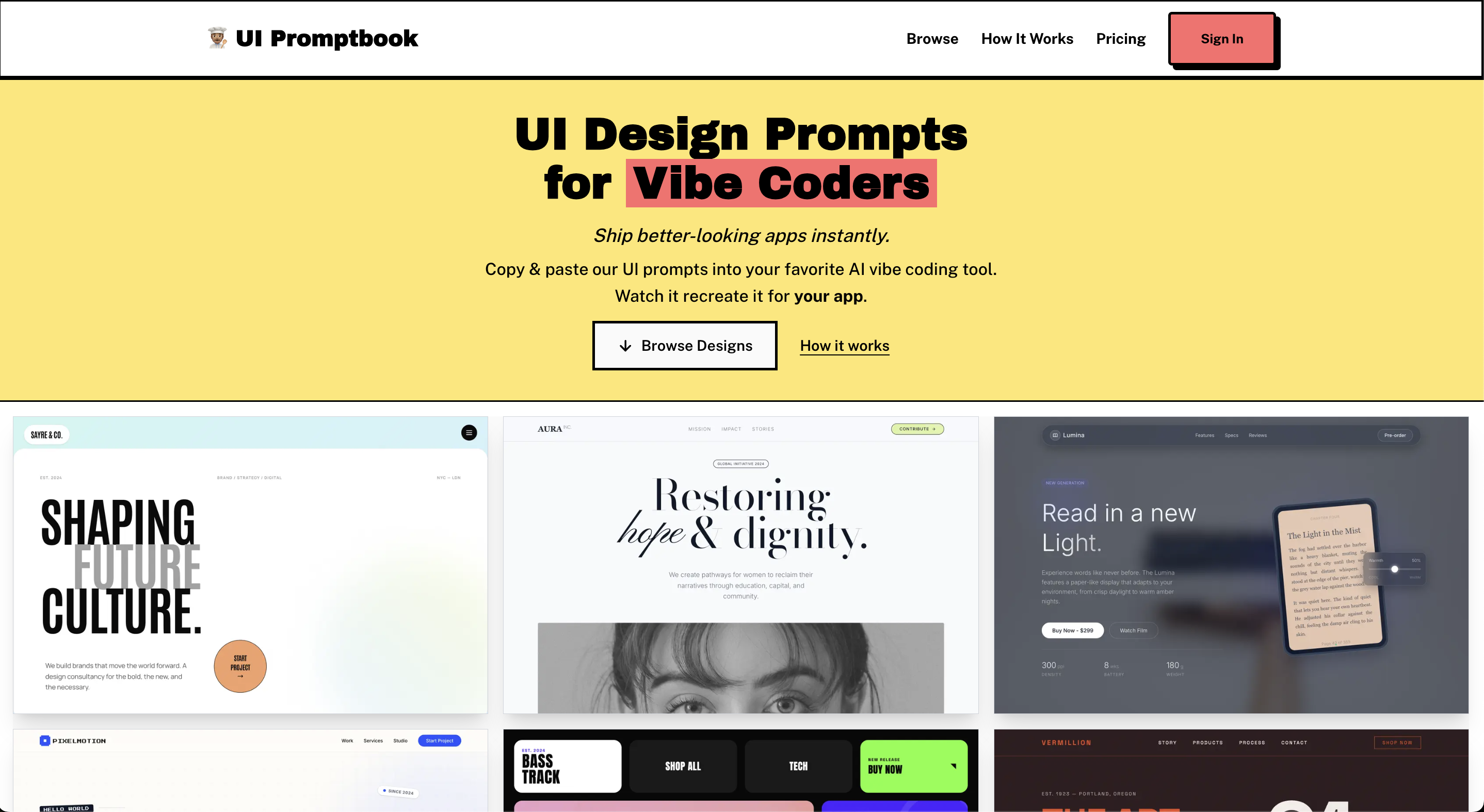 UI Promptbook - Main product screenshot demonstrating key features and user interface