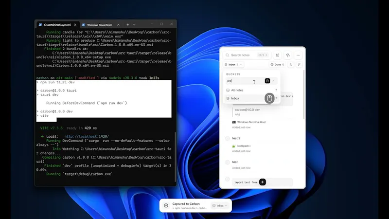 Carbon - a scratchpad app for AI work. screenshot 1 (video preview)