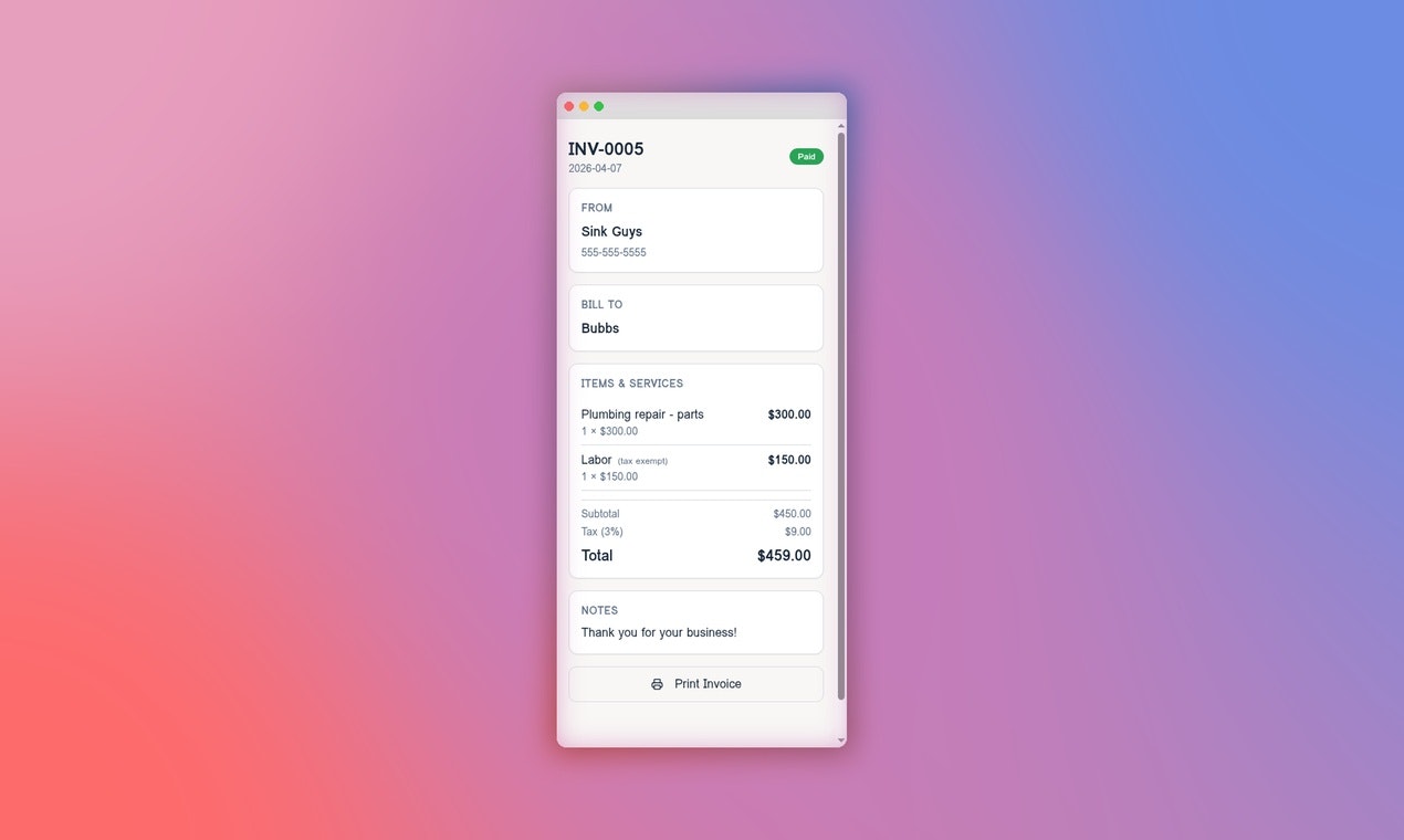 Pocket Invoice Pro gallery image
