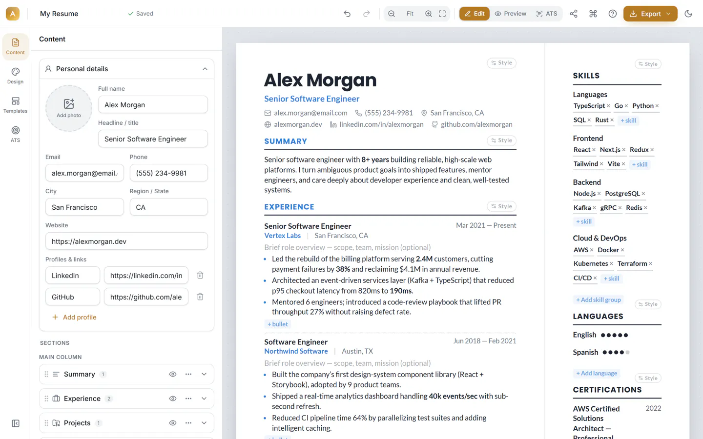 CVAurum screenshot