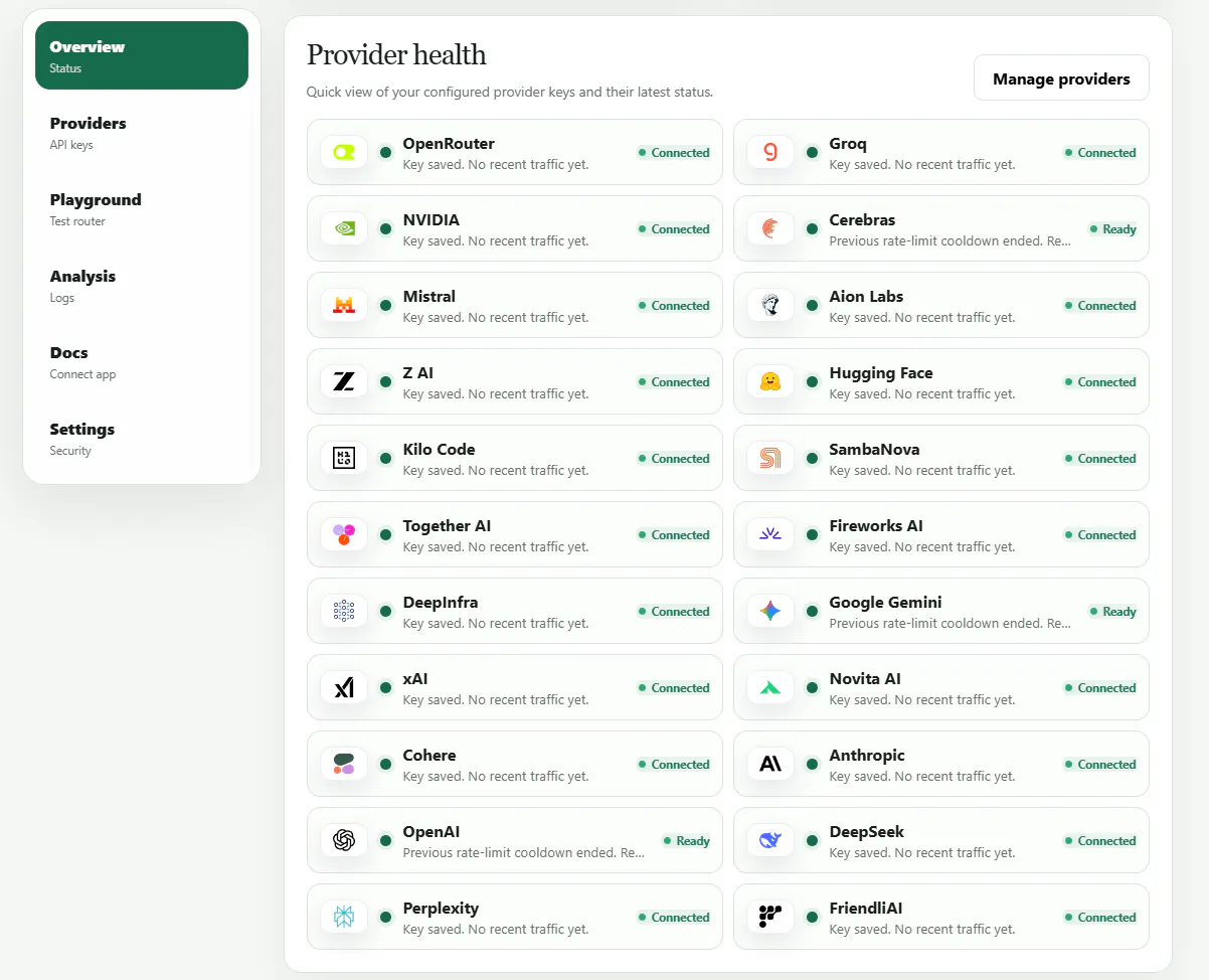 LLM Router · One API for every provider gallery image