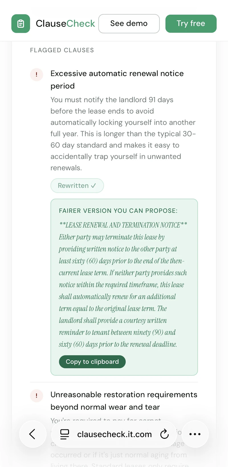 ClauseCheck screenshot 4
