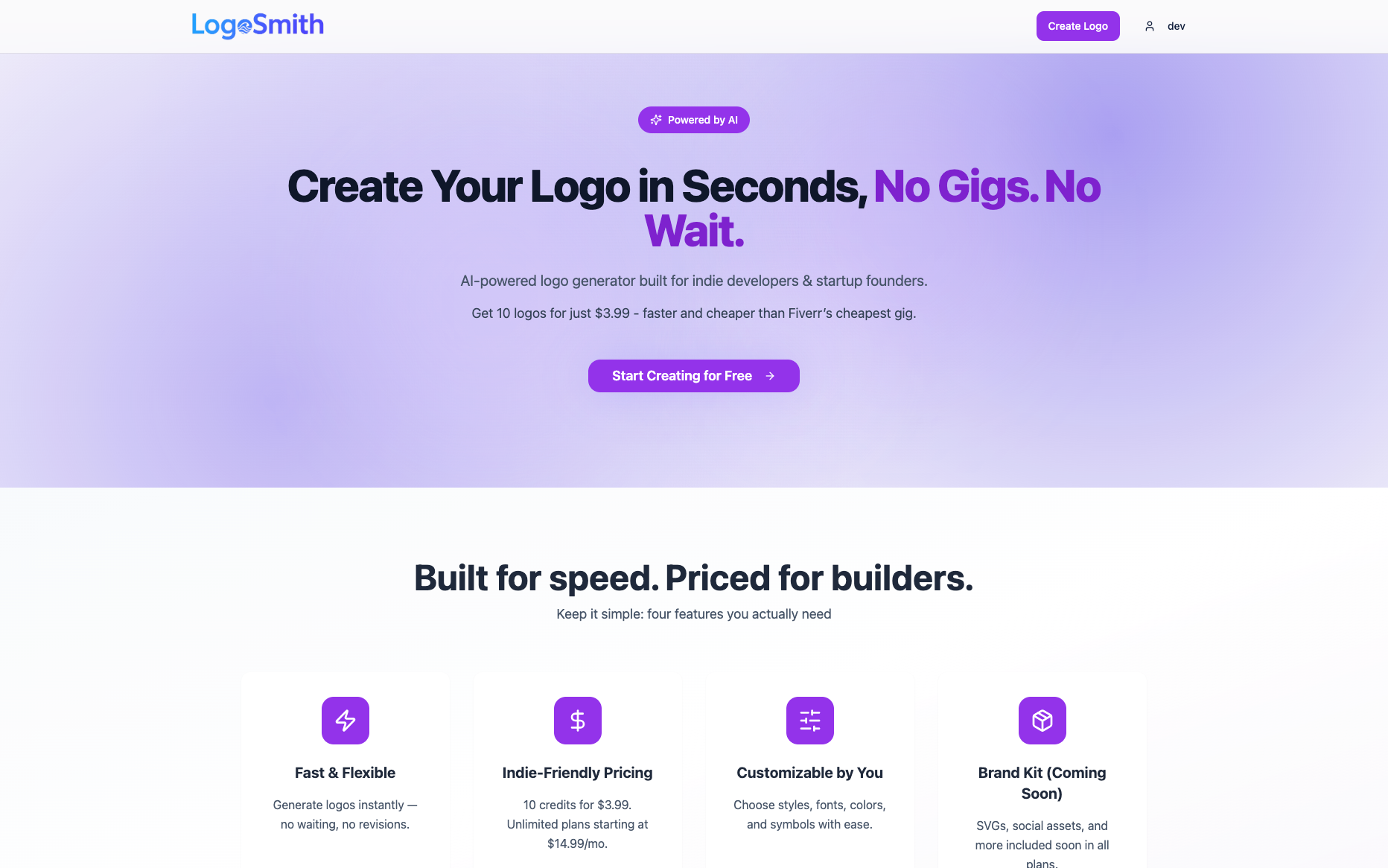 Média Logosmith - Créez un logo pour votre application en quelques secondes 1