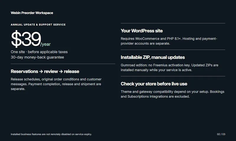 Webin Preorder Workspace screenshot 3