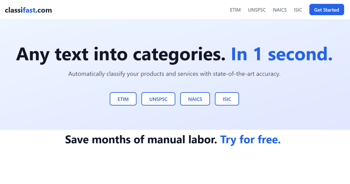 Classifast: Industry codes in 1 second media 2