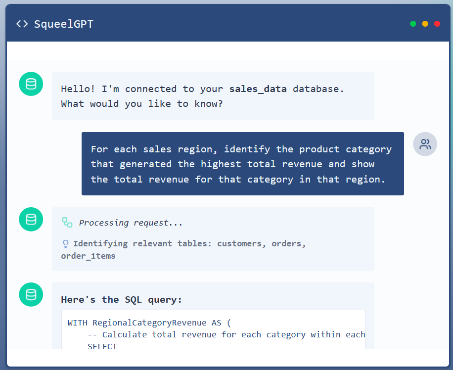 وسائط sequelegpt - Text-2-SQL للمؤسسات 1