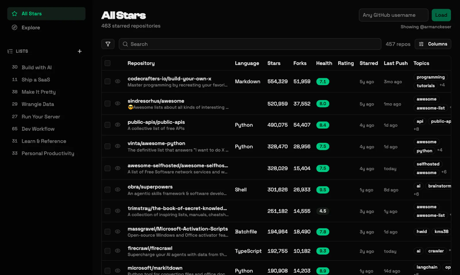 Stars Organizer screenshot 2