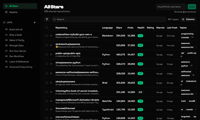 Stars Organizer screenshot 2