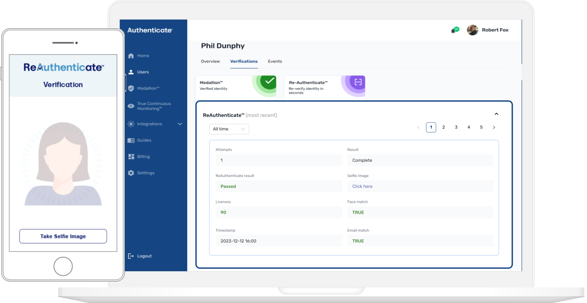 Reauthenicate ™ - Ekyc gratuito con solo un selfie media 1