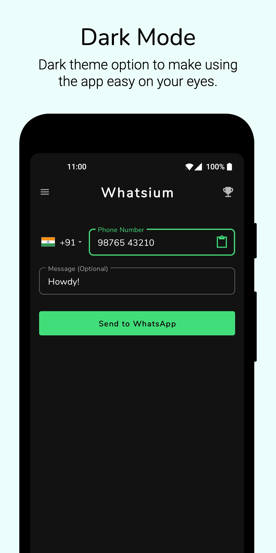 Whatsium - Open een WhatsApp -chat zonder contactgegevens op te slaan. media 4