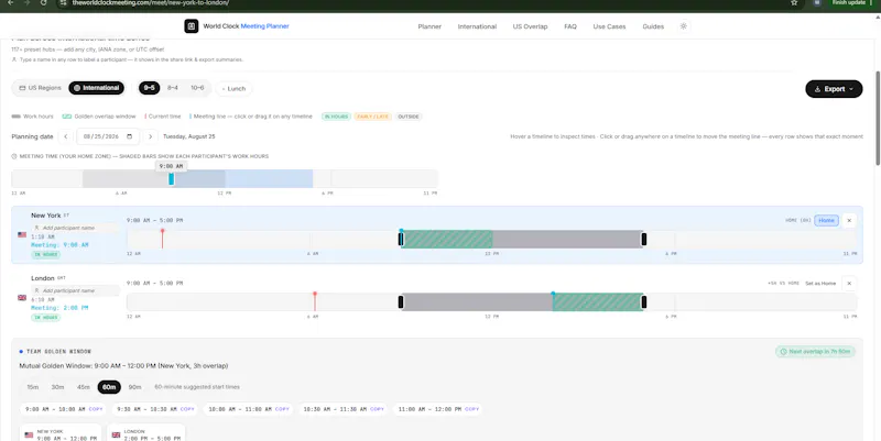 World Clock Meeting Planner screenshot 3