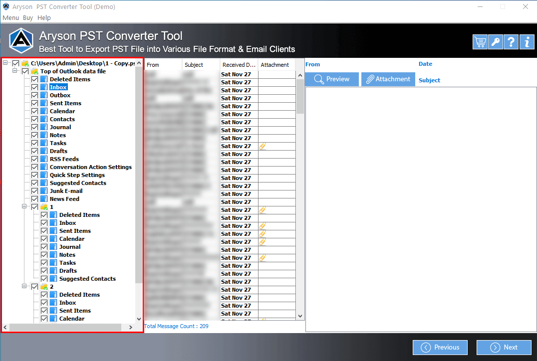 Convertitore di file PST Aryson media 3
