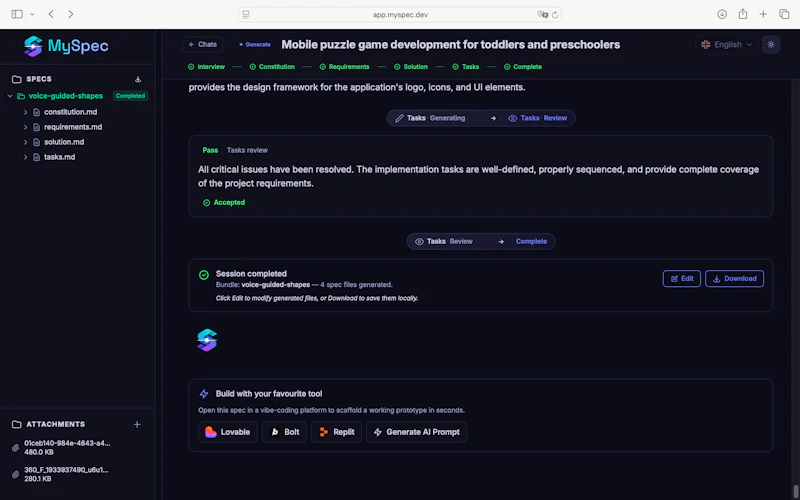 MySpec screenshot 4