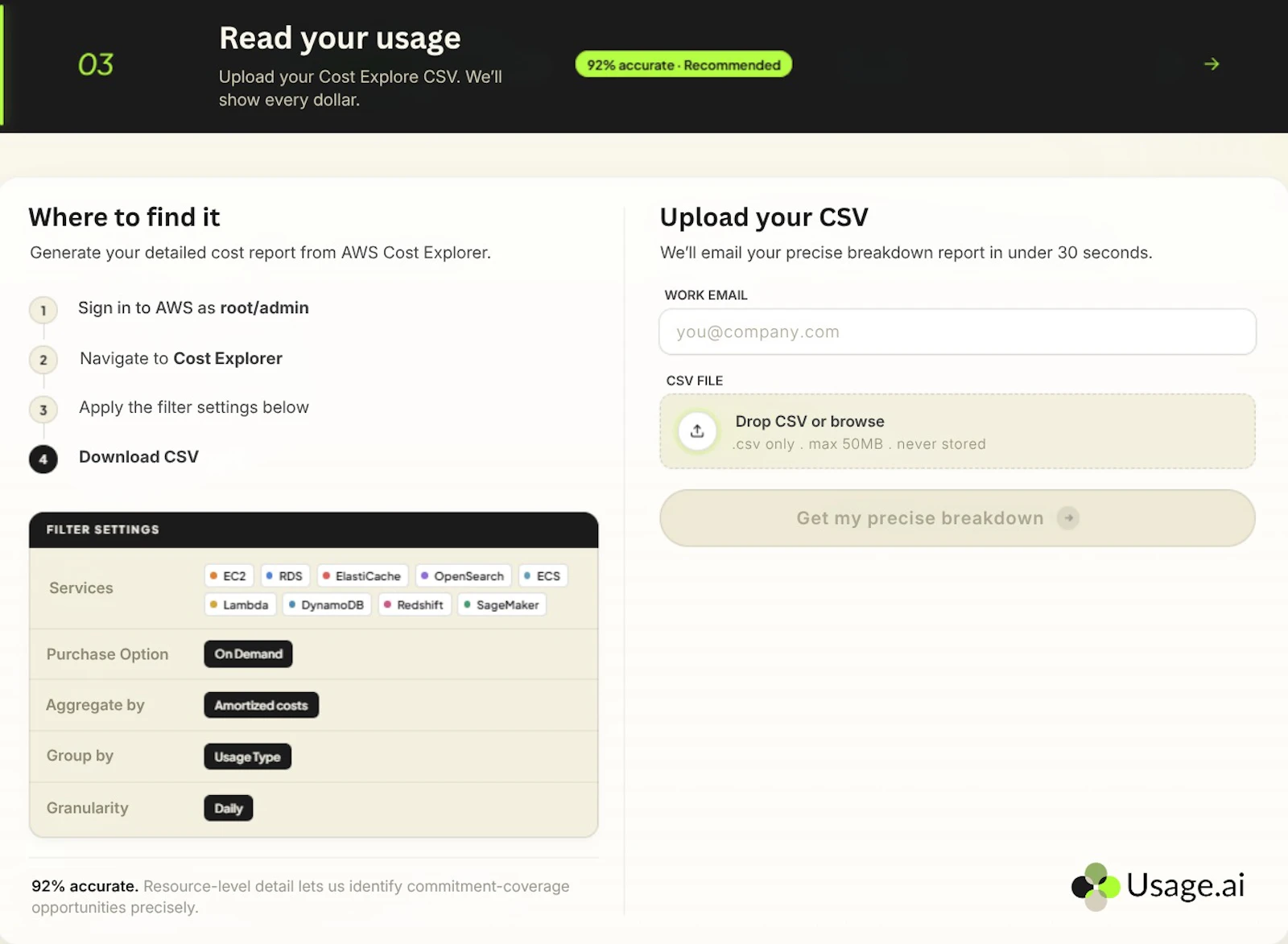 AWS Savings Calculator by Usage AI screenshot 1