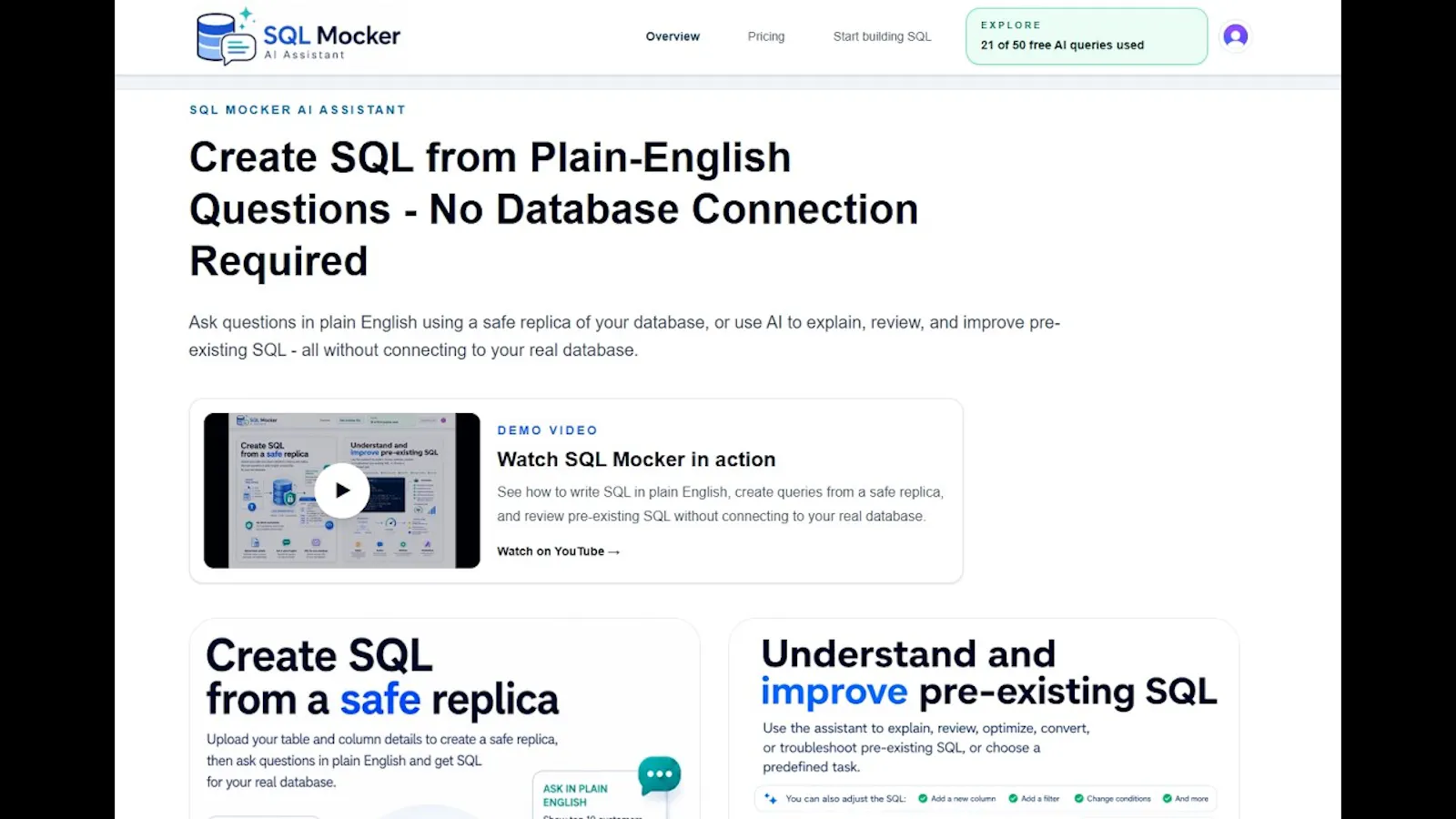 SQL Mocker screenshot 1 (video preview)