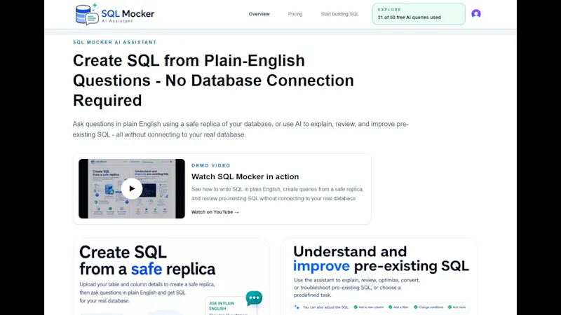 SQL Mocker screenshot 1 (video preview)