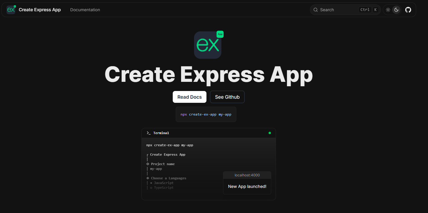 Create Express App - Screenshot 2 preview