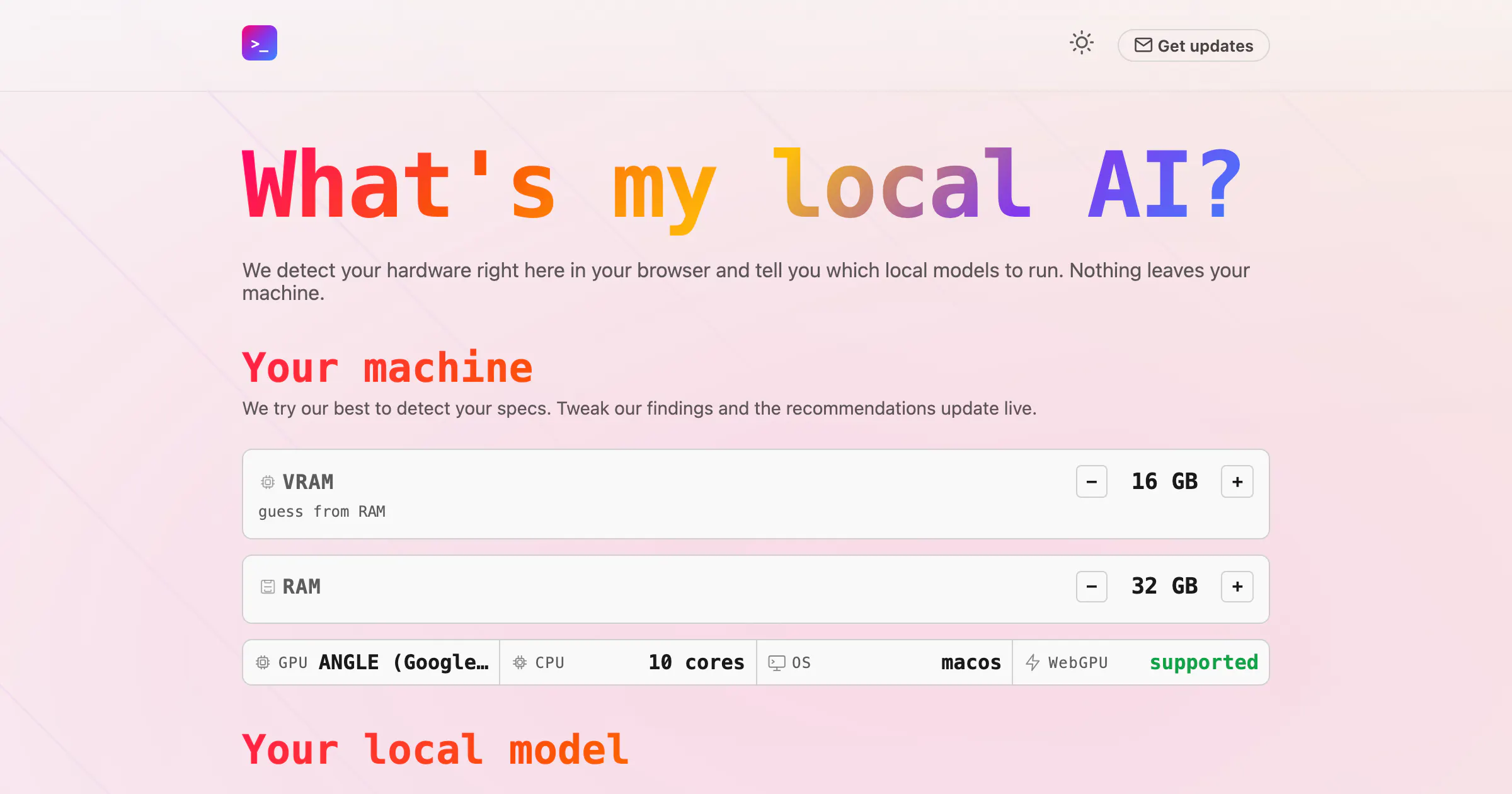What's my local ai? logo