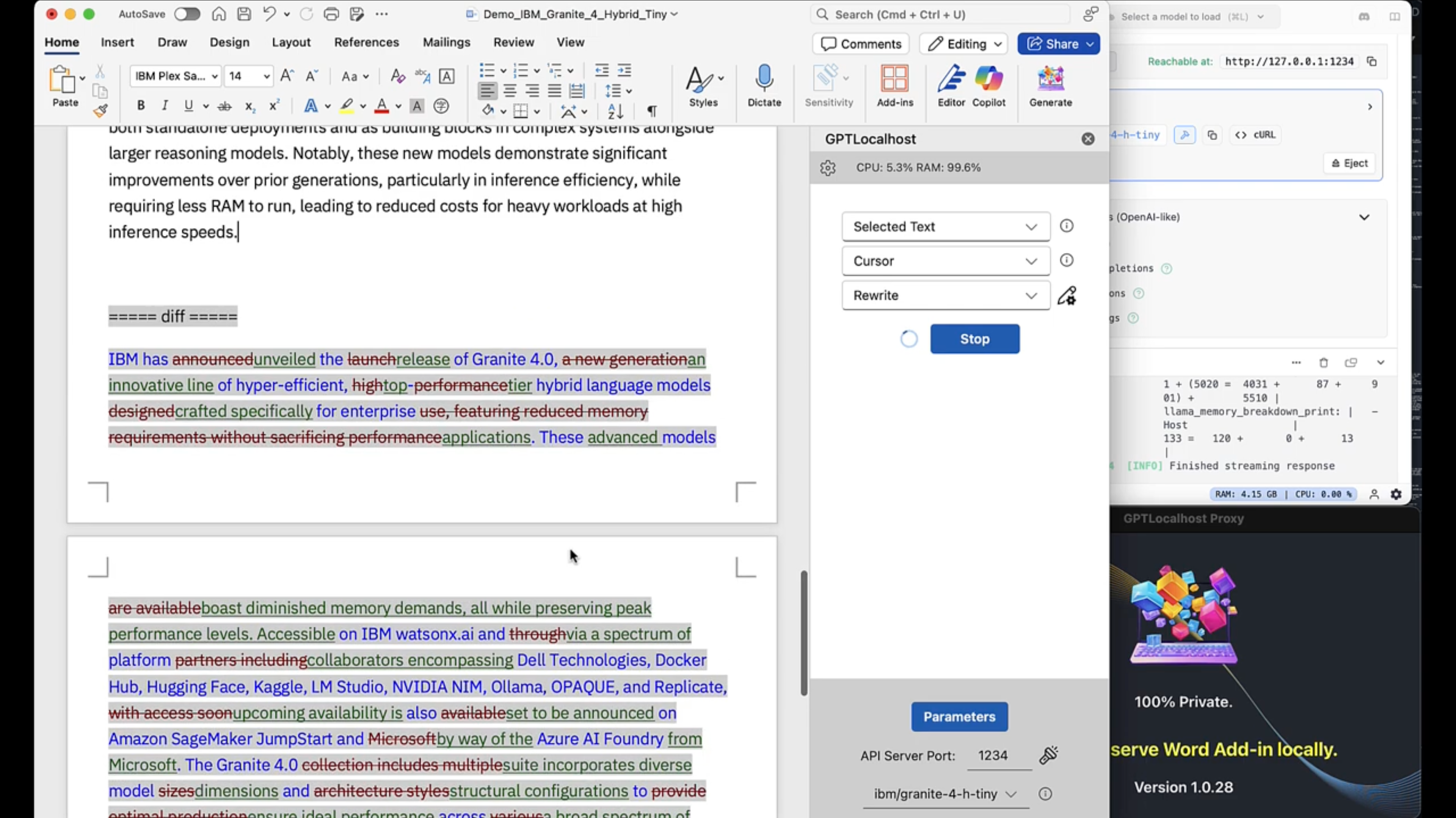 Média GptLocalHost: Utilisez des LLM locales dans Word - Un complément de mot local pour utiliser vos LLM préférées. 100% privé. 4