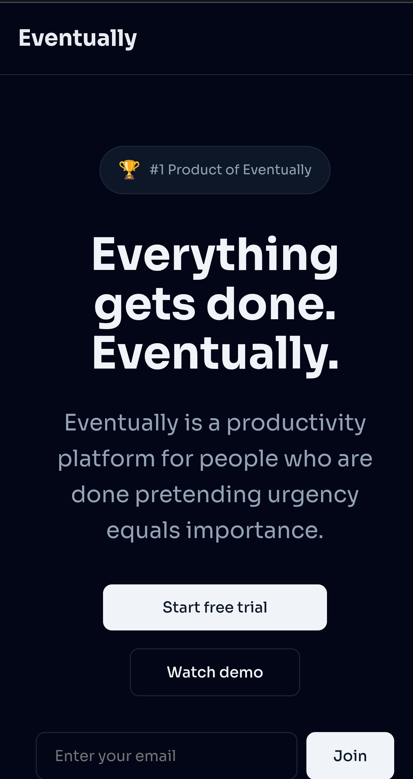 Eventually - Main product screenshot demonstrating key features and user interface