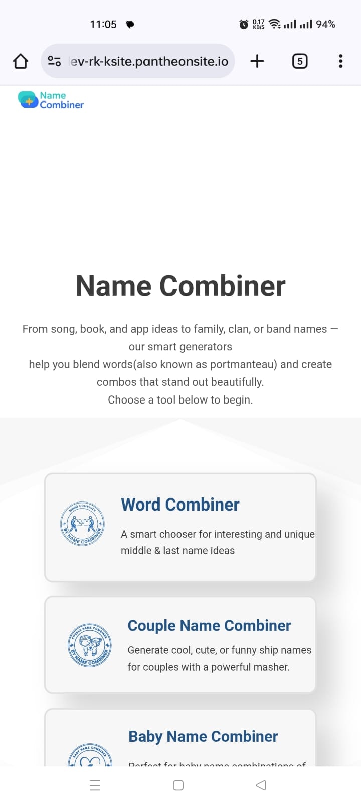 Name Combiner - Screenshot 2 showing product features and functionality