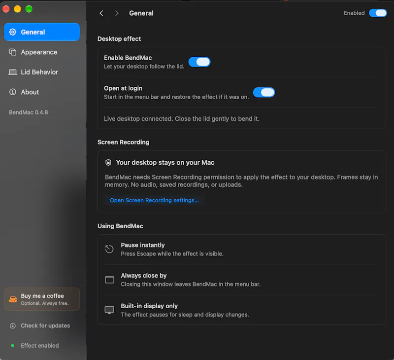 BendMac screenshot 2