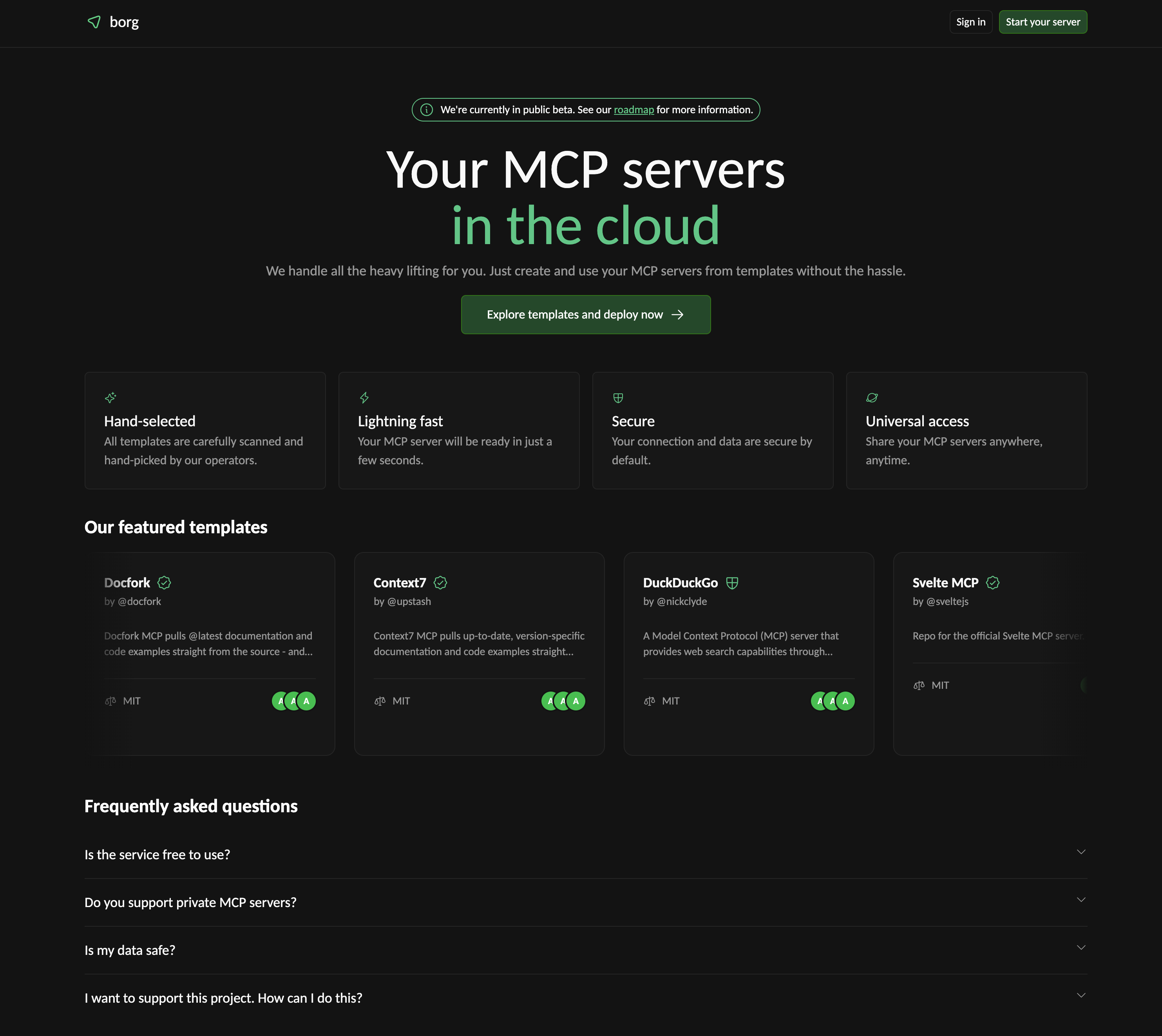 Borg.sh — Your MCP servers in the cloud - Screenshot 2 preview