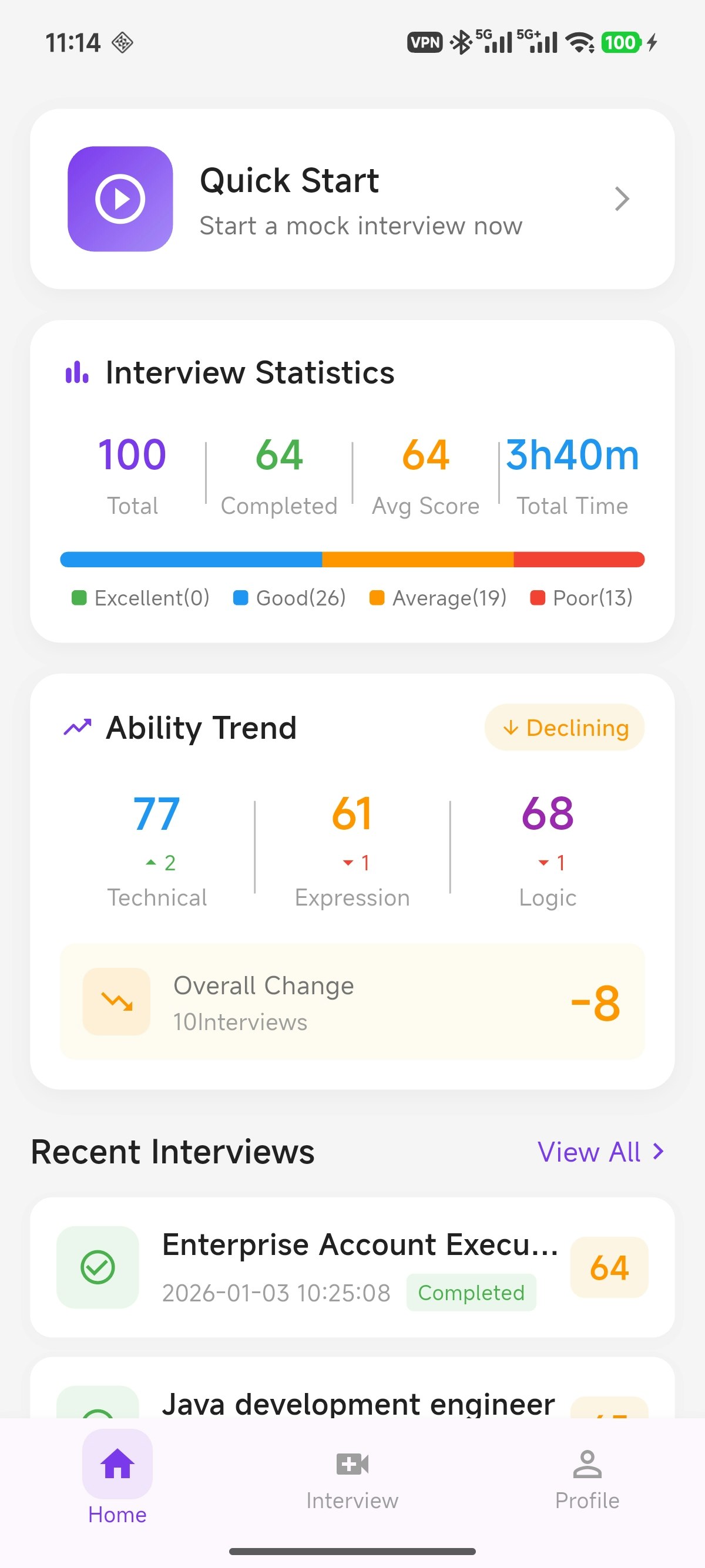 PrepMaster: AI Interview Coach - Main product screenshot demonstrating key features and user interface