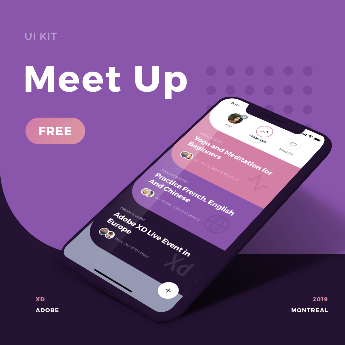 Social Meet Up UI-kit for Adobe XD