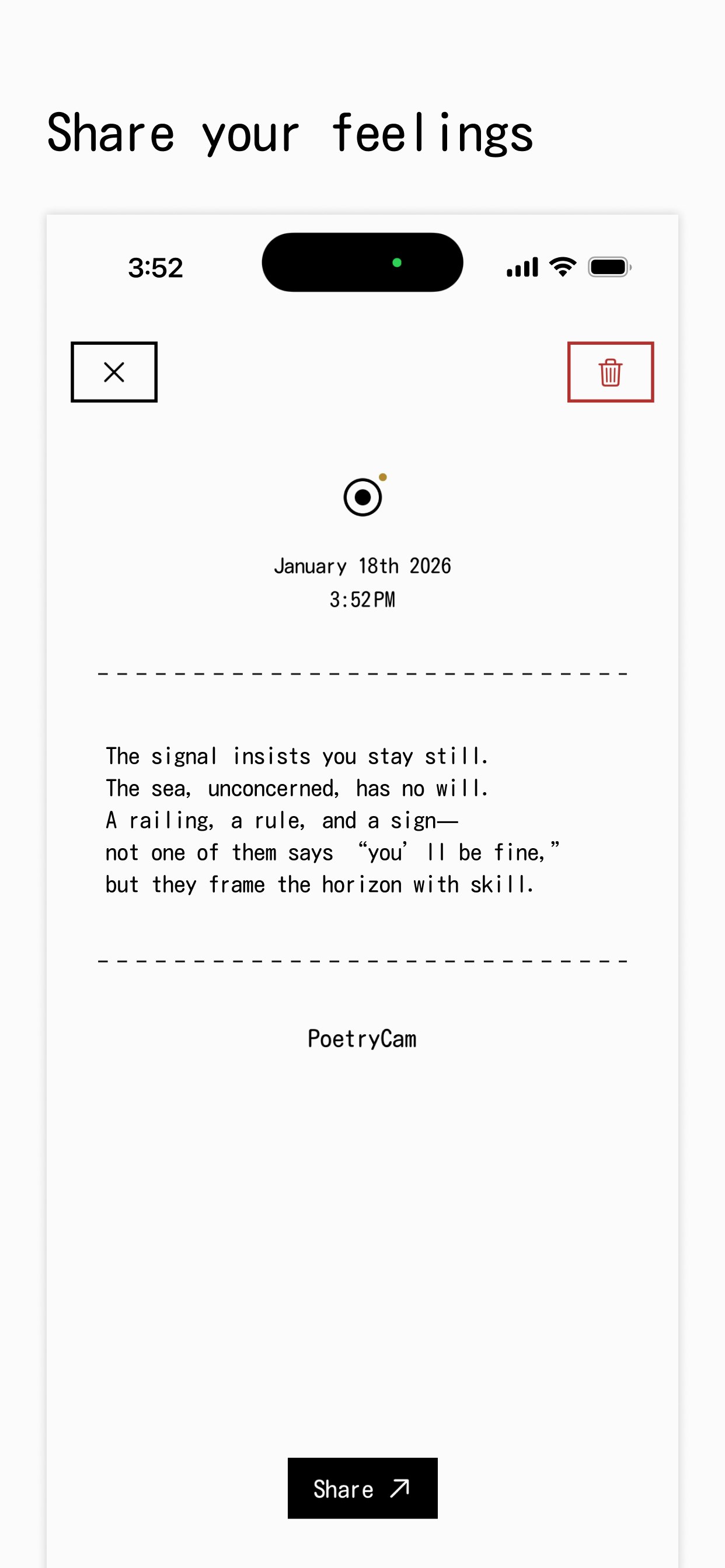PoetryCam - Screenshot 2 showing product features and functionality