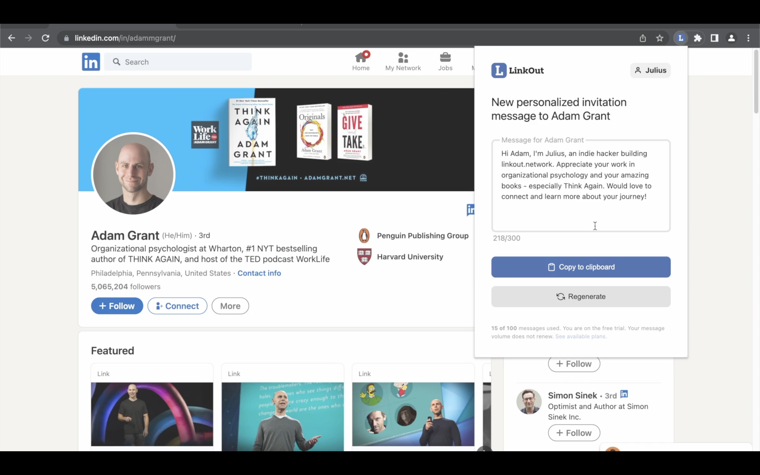 Media Garis - Buat mesej sejuk LinkedIn yang diperibadikan dengan satu klik 4