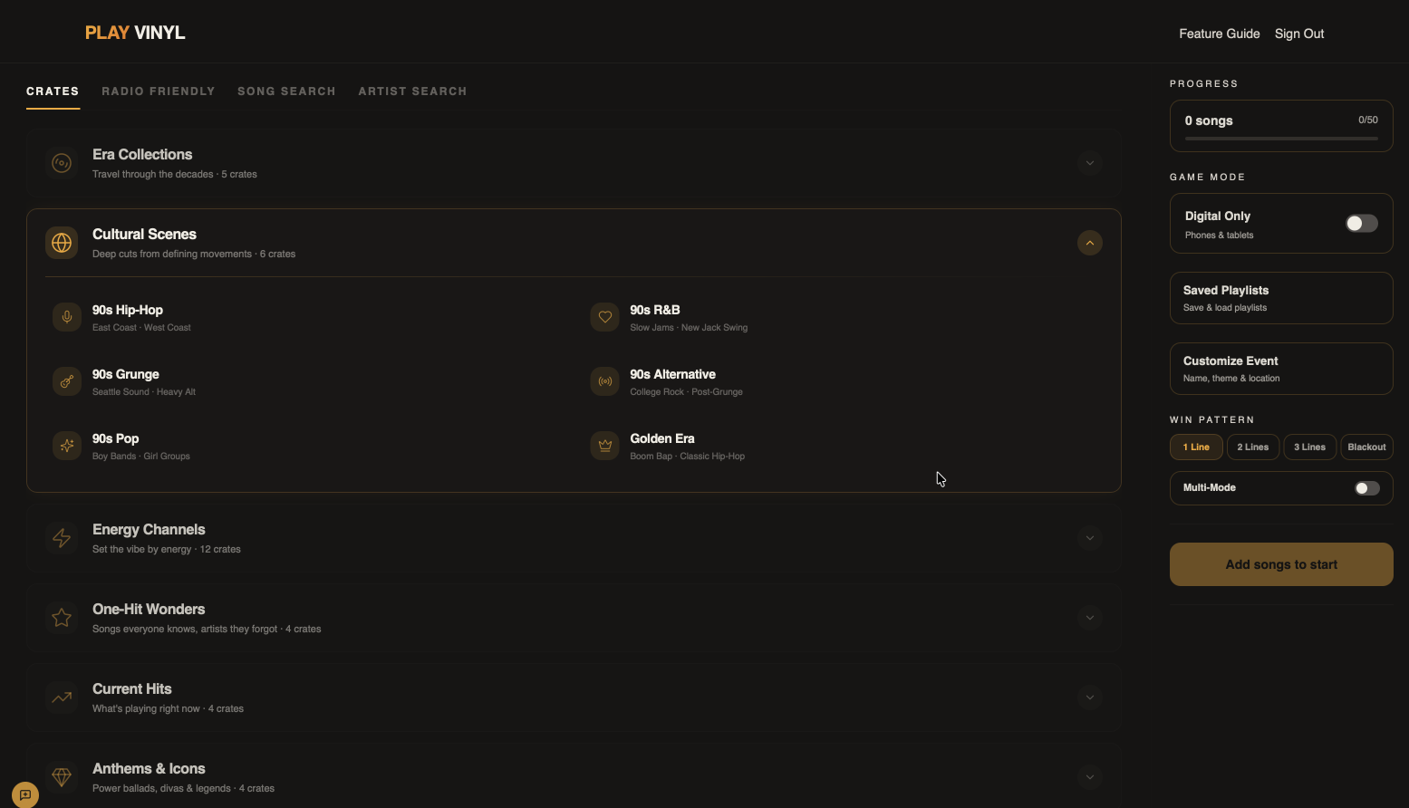 PLAY VINYL — Music Bingo, Live. - Screenshot 2 showing product features and functionality
