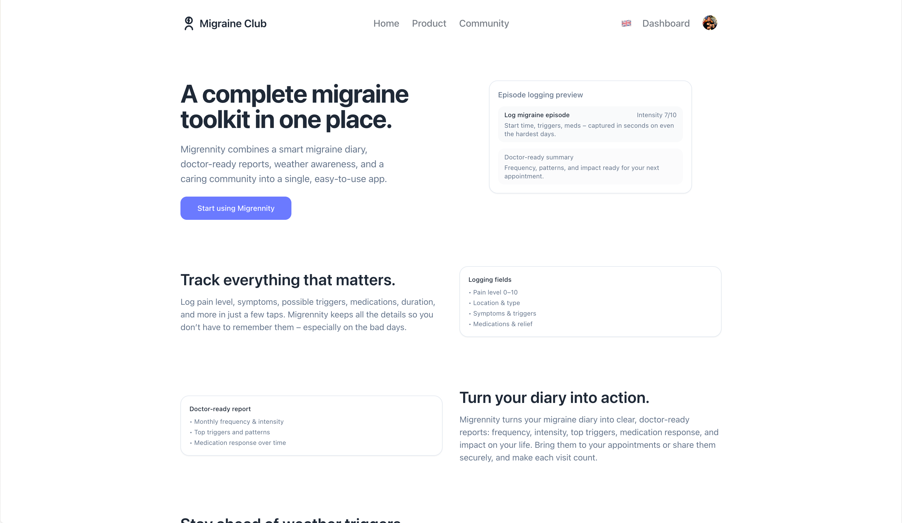 Migrennity - Screenshot 2 showing product features and functionality