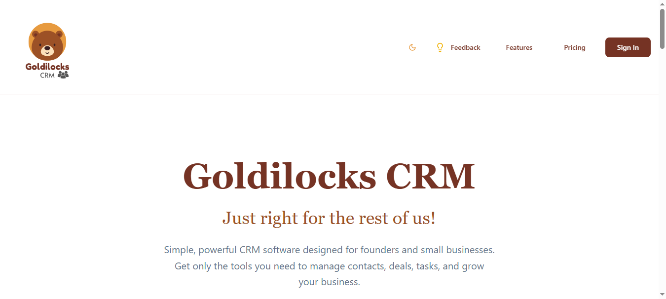 Goldilocks CRM - Geri kalanımız için doğru! medya 1