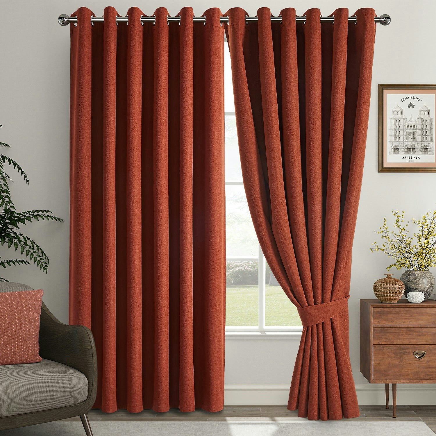 Blackout Linen Curtains, Eyelet Design gallery image